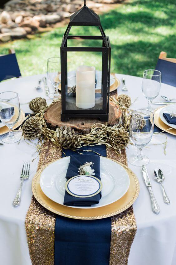 Wedding Table Decorations for Navy and Grey Fall wedding