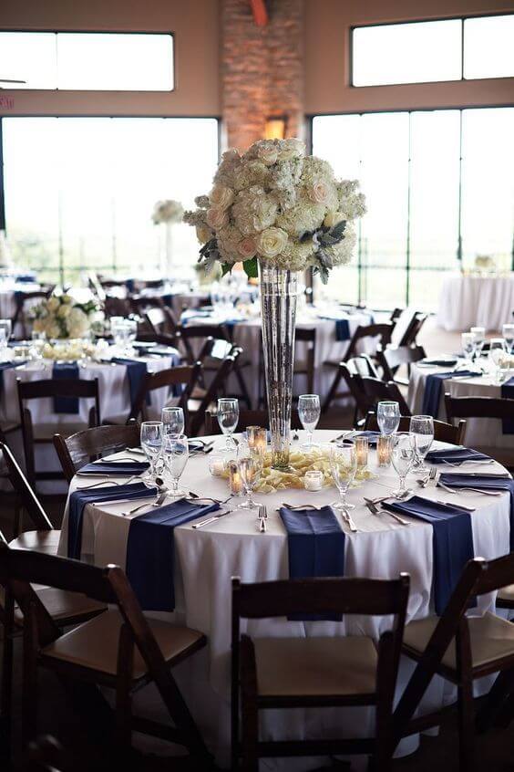Wedding Table Decorations for Navy and Grey Fall wedding