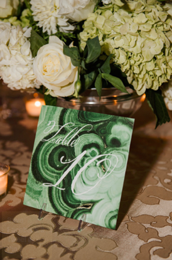 white and green floral centerpiece for fall dark green wedding 2