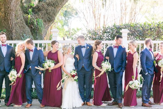 Classic Navy and Wine Fall Wedding Color Inspirations