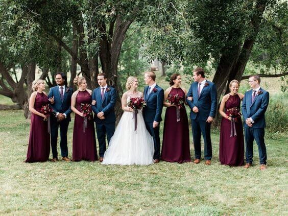 Classic Navy and Wine Fall Wedding Color Inspirations
