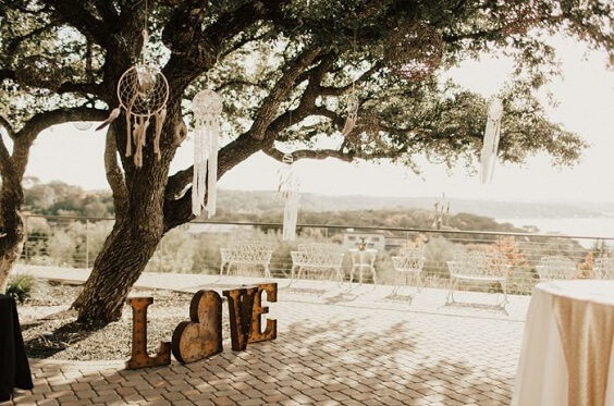 wooden decoration for fall boho chic dusty rose wedding