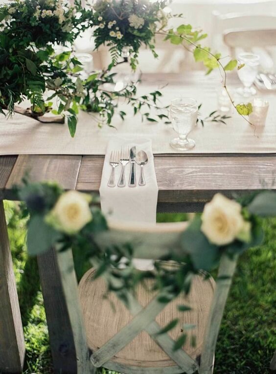 flower table decorations for spring dusty blue wedding