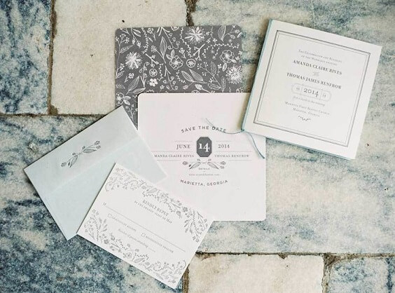 wedding invitations for spring dusty blue wedding