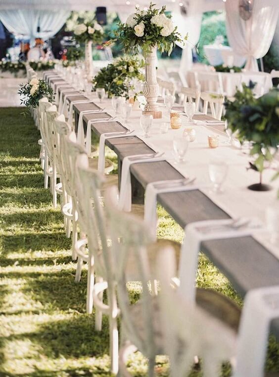 white table decorations for spring dusty blue wedding