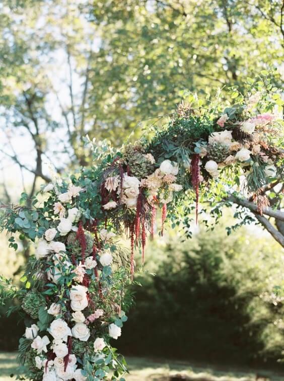 arch for fall burgundy wedding