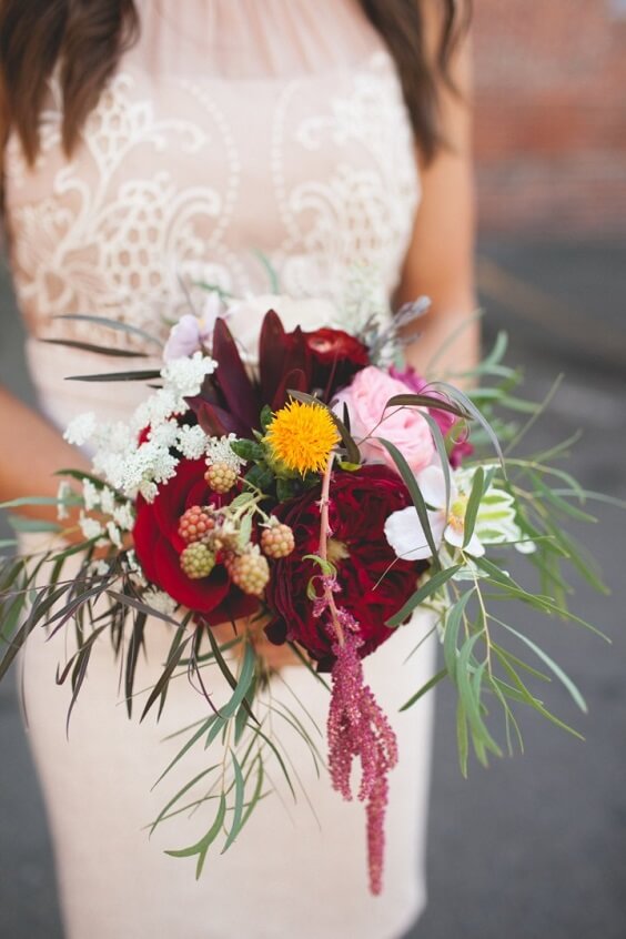 bouquet for fall burgundy wedding