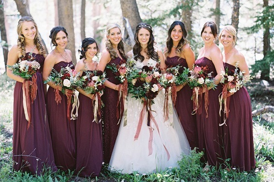 burgundy fall bridesmaid dresses