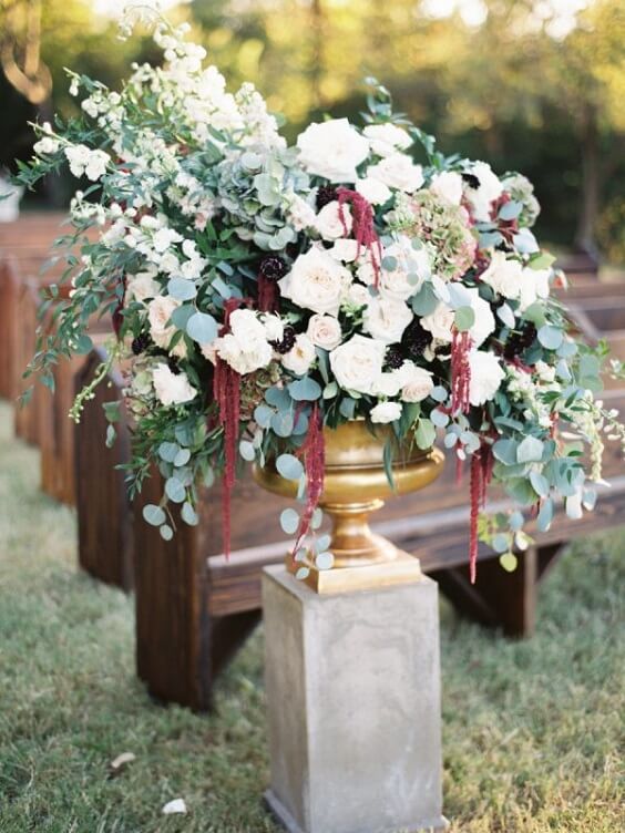 white and burgundy flowers for fall burgundy wedding