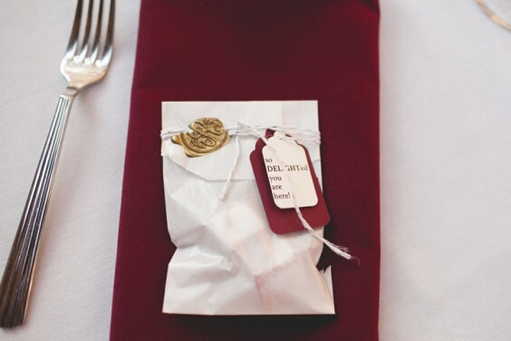 white and burgundy table setting for fall burgundy wedding