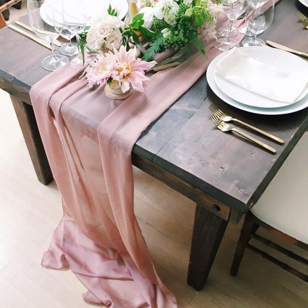 dusty rose chiffon table runner draps for fall dusty rose wedding