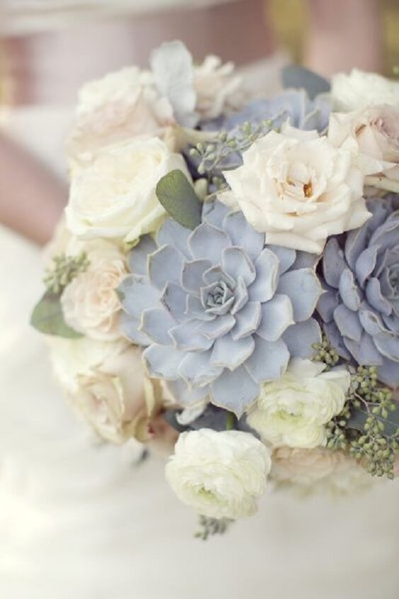 dusty blue and white bouquets for spring dusty blue wedding