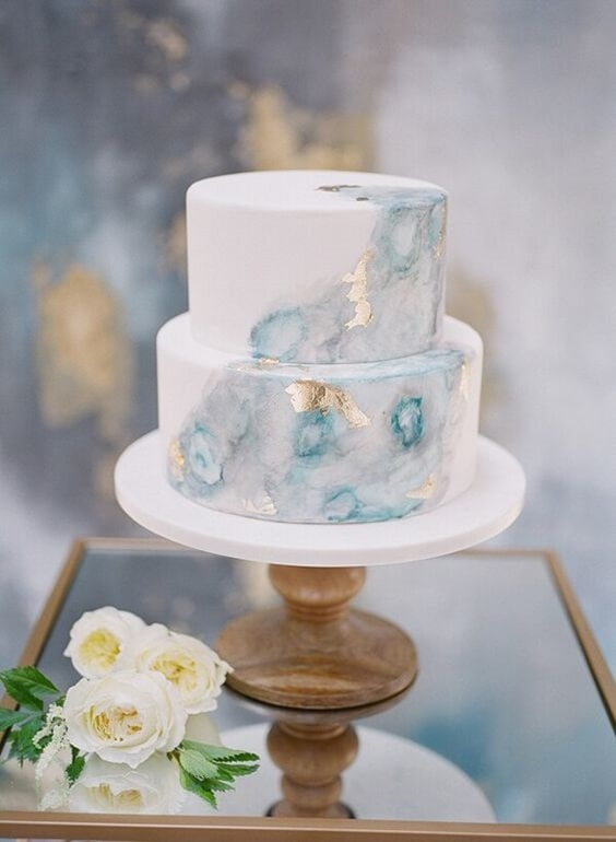 dusty blue and white wedding cake for spring dusty blue wedding