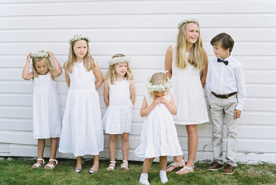 white flower girl dresses for spring dusty blue wedding