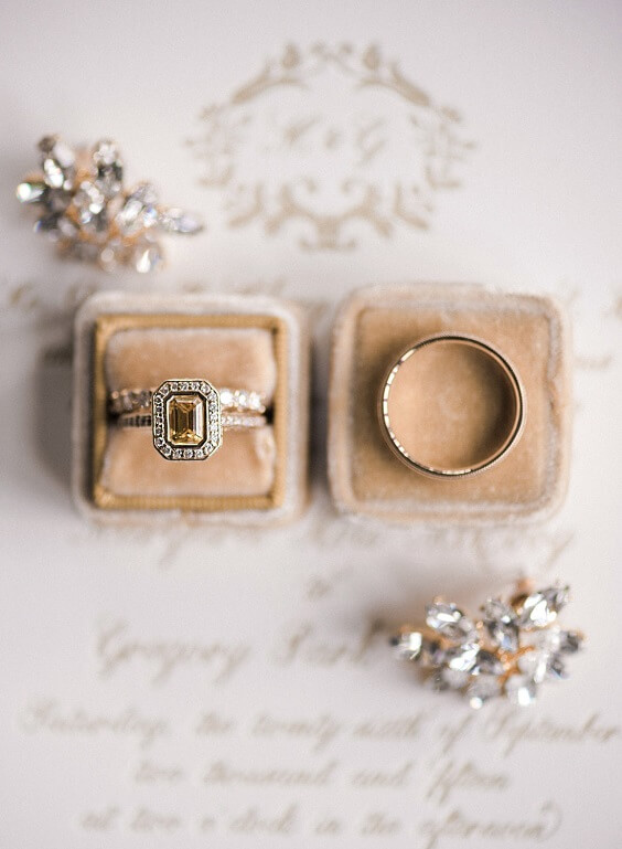 wedding rings for fall champagne and burgundy wedding