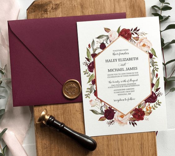 dusty rose and burgundy wedding invitations for fall dusty rose wedding