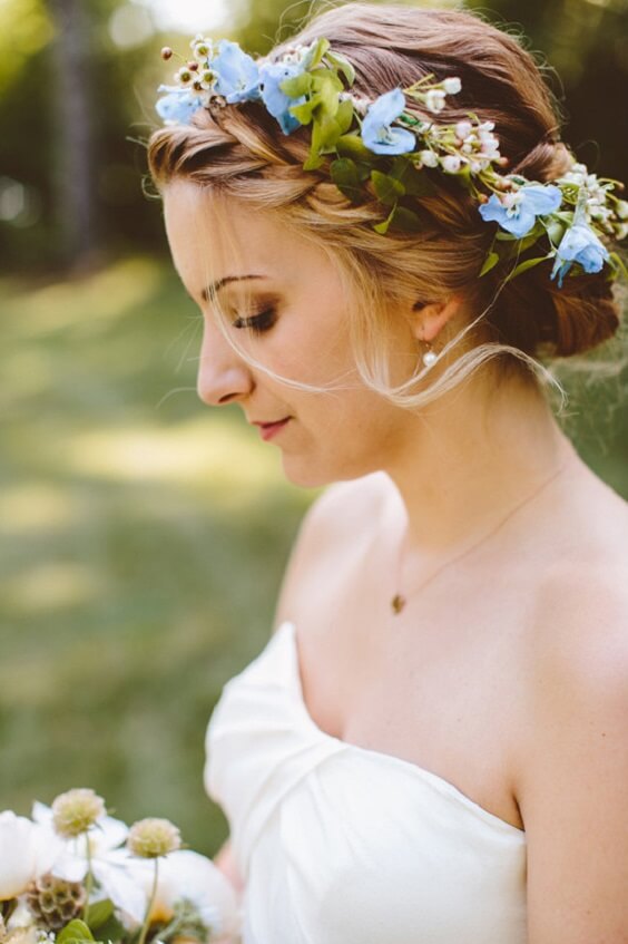 Bridal Flower Crown for Blue August wedding