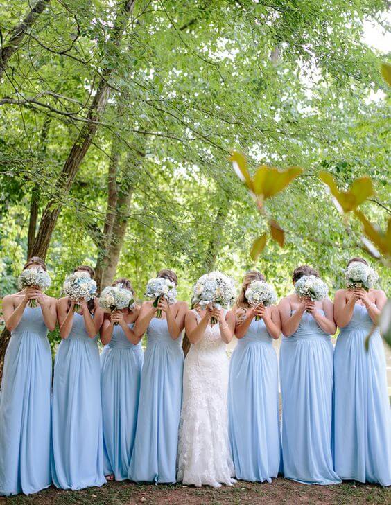 Bridesmaid dresses for Blue and Pink Summer wedding