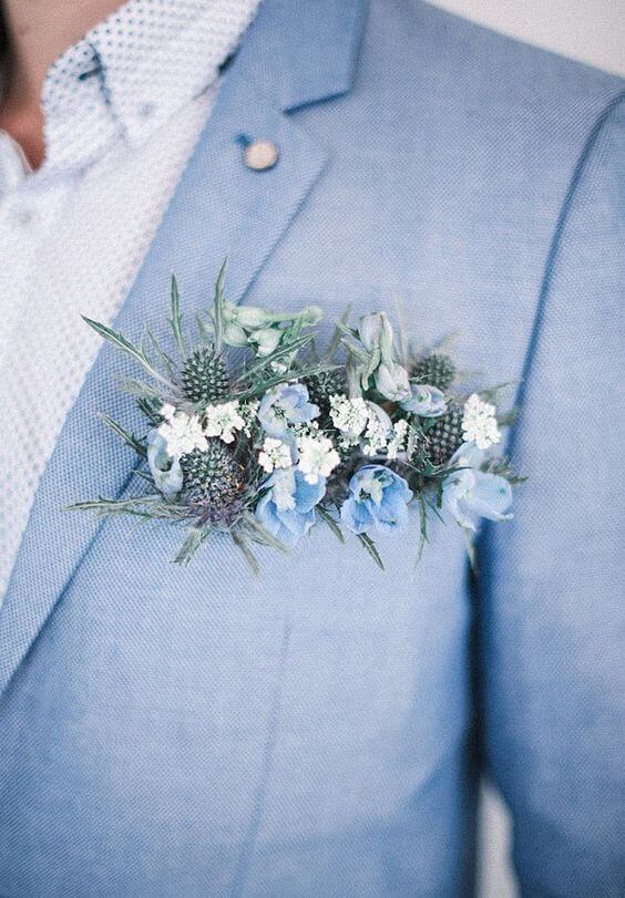 Dark Blue suit for Blue and Pink Summer wedding