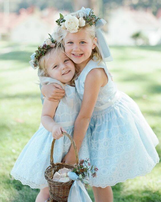 Flower girls for Blue and Pink Summer wedding