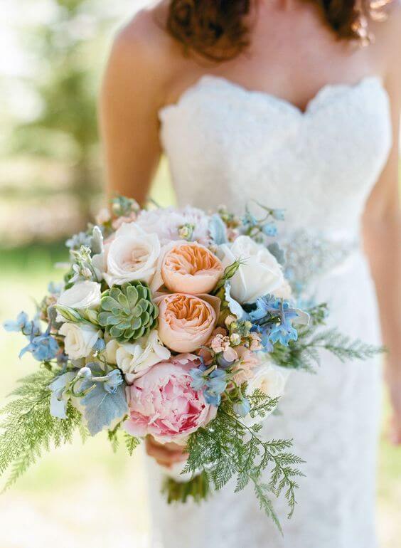 Wedding bouquets for Blue and Pink Summer wedding