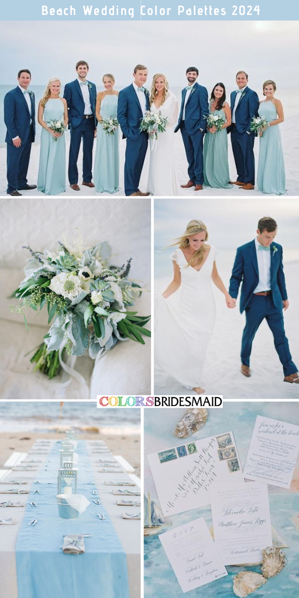 8 Trendy Beach Wedding Color Combos for 2024 - Aqua and Navy Blue