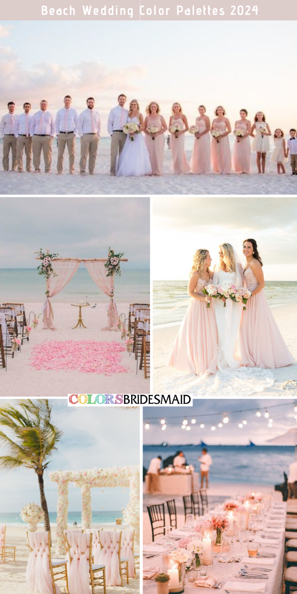 8 Trendy Beach Wedding Color Combos for 2024 - Blush + White