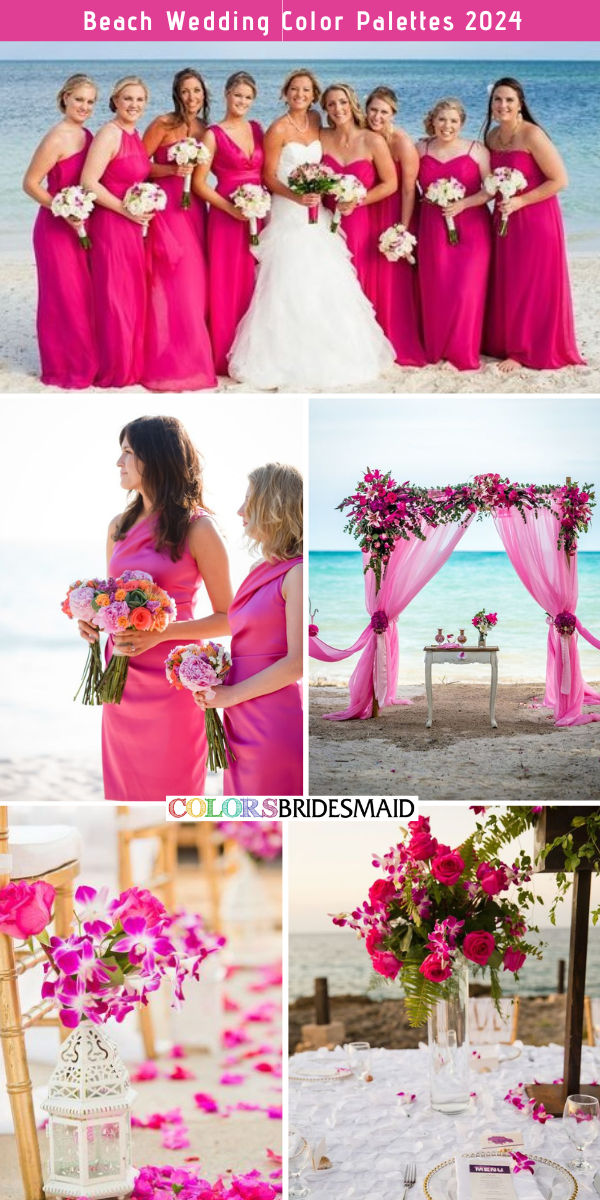 8 Trendy Beach Wedding Color Combos for 2024 - Fuchsia + White