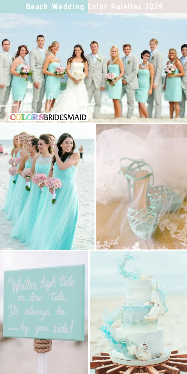 8 Trendy Beach Wedding Color Combos for 2024 - Mint Green + Pink
