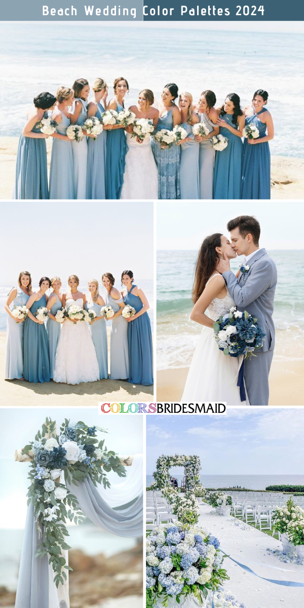 8 Trendy Beach Wedding Color Combos for 2024 - Shades of Blue