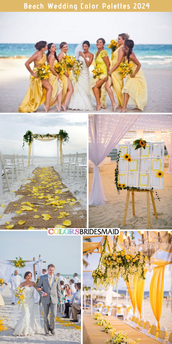 8 Trendy Beach Wedding Color Combos for 2024 - Yellow + White