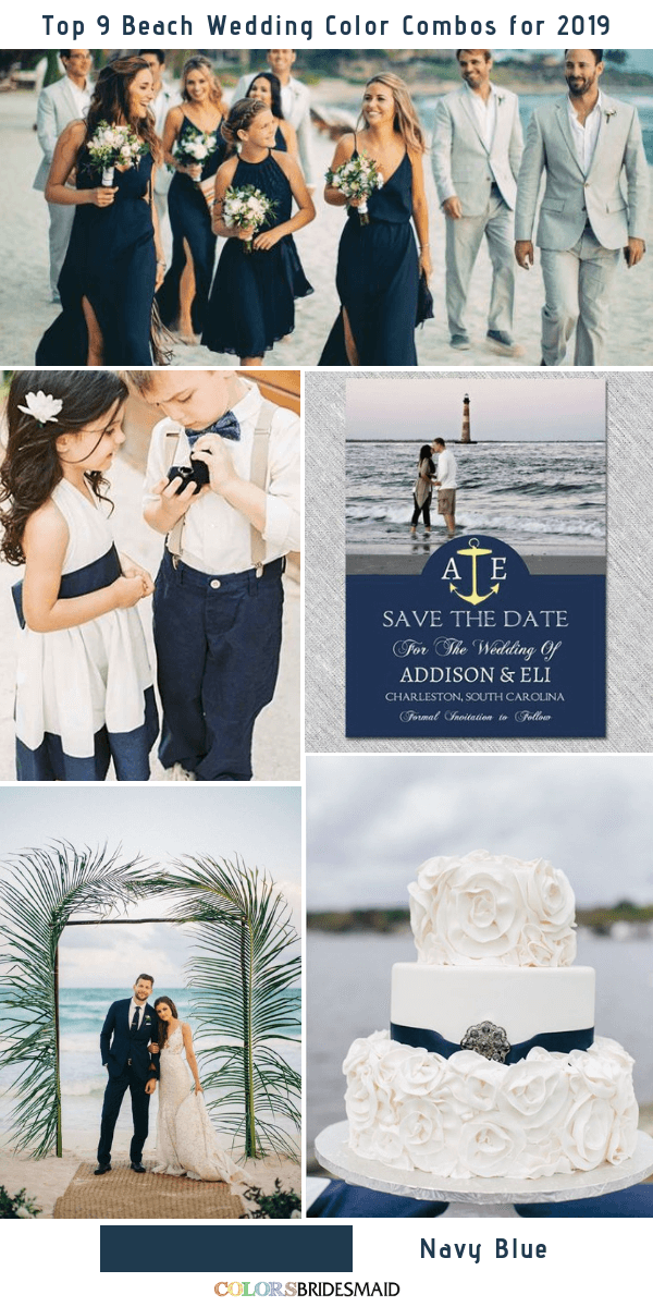 Top 9 Beach Wedding Color Combos Ideas for 2019 - Navy Blue