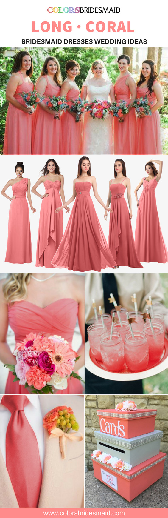 long coral bridesmaid dresses