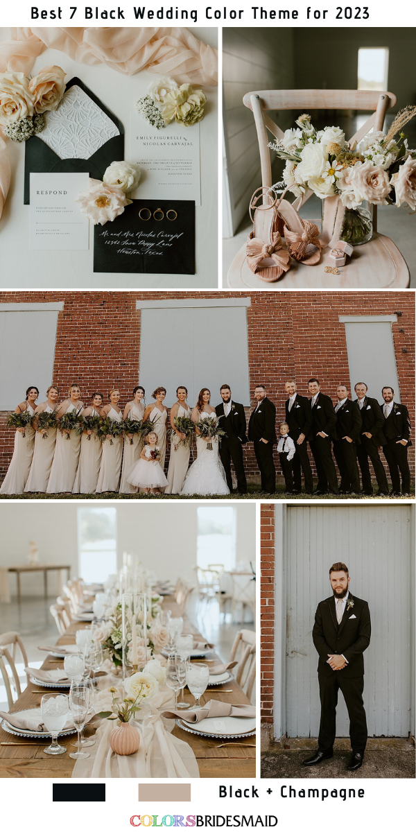 Best 7 Black Wedding Color Themes for 2023 - Black + Champagne