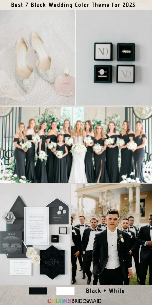 Best 7 Black Wedding Color Themes for 2023 - Black + White