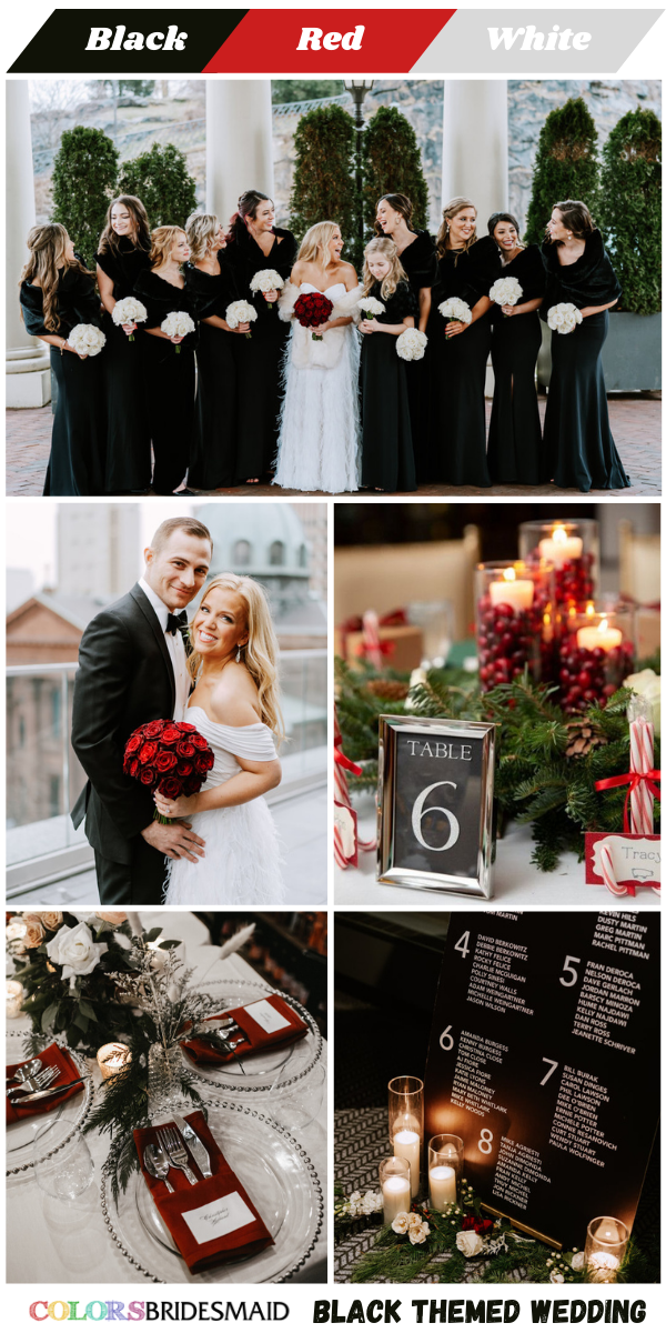 Top 8 black Wedding Color themes for 2024 - Black + Red + White