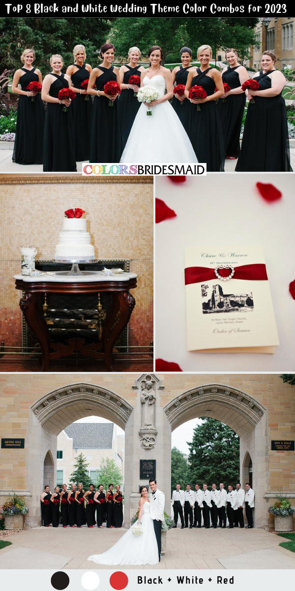 Top 8 Black and White Wedding Theme Color Combos for 2023 - Black + White + Red