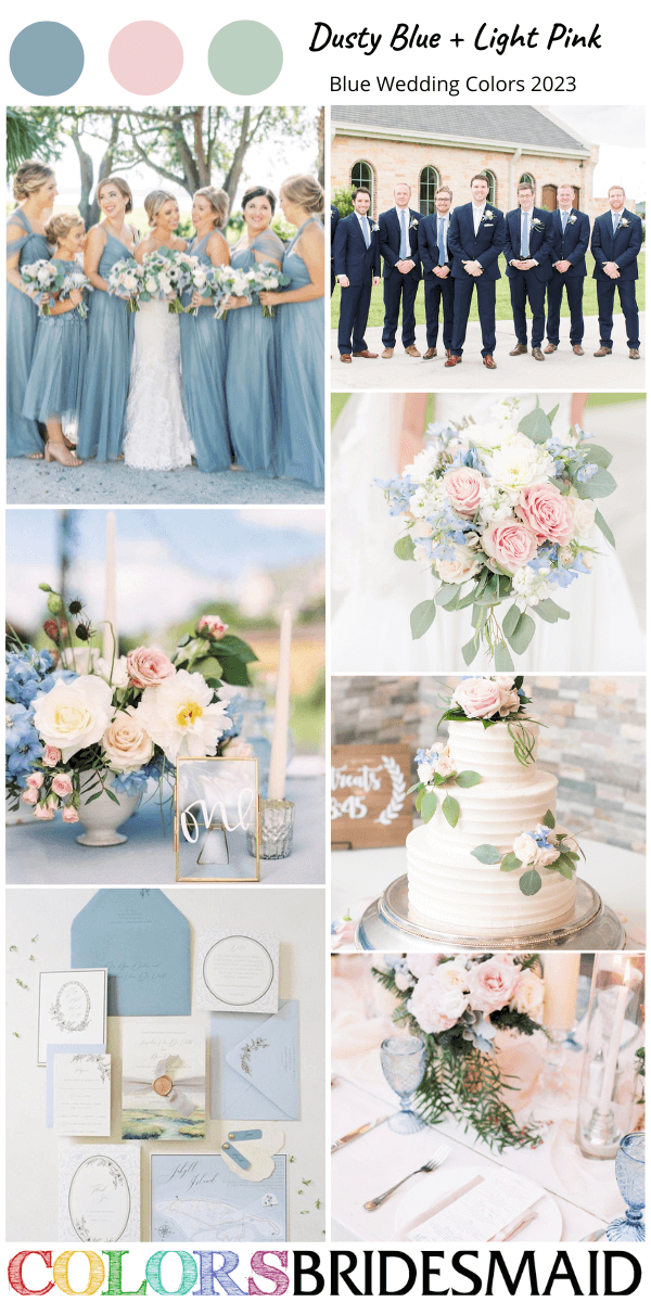 top 8 blue wedding color schemes for 2023 dusty blue and light pink