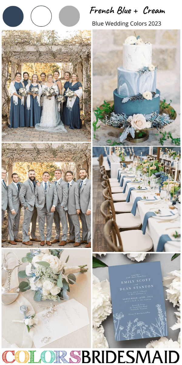 top 8 blue wedding color schemes for 2023 french blue and cream