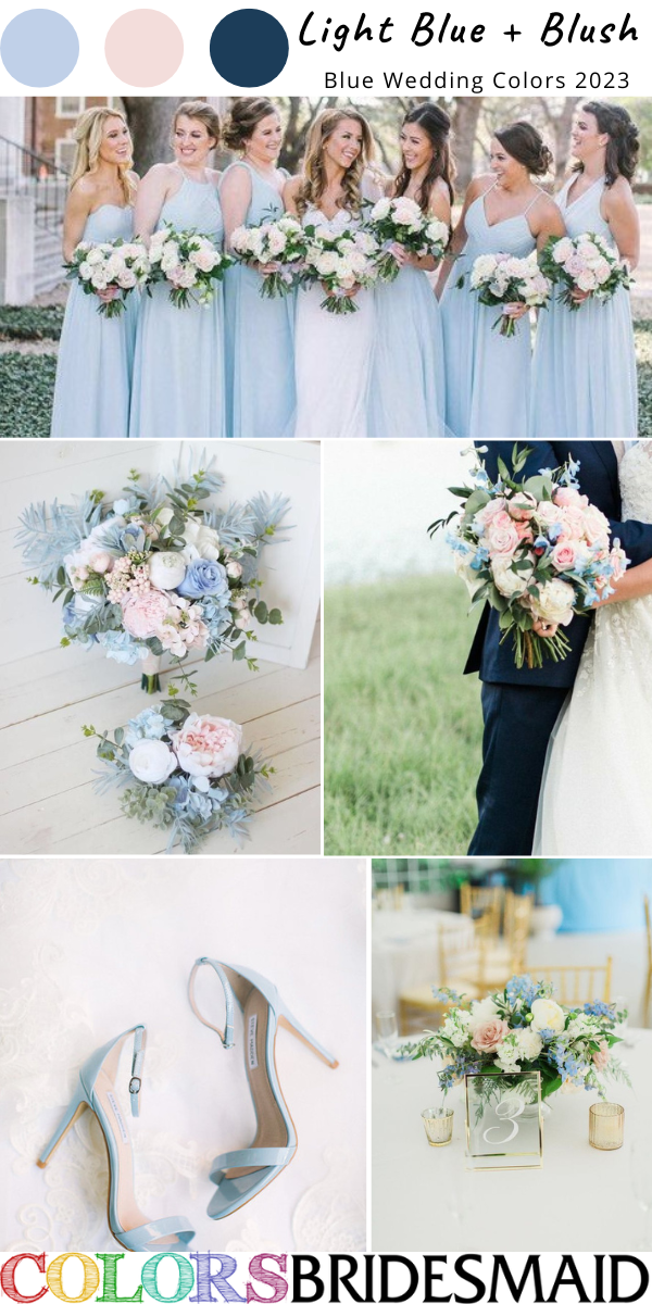 top 8 blue wedding color schemes for 2023 Light Blue and Blush