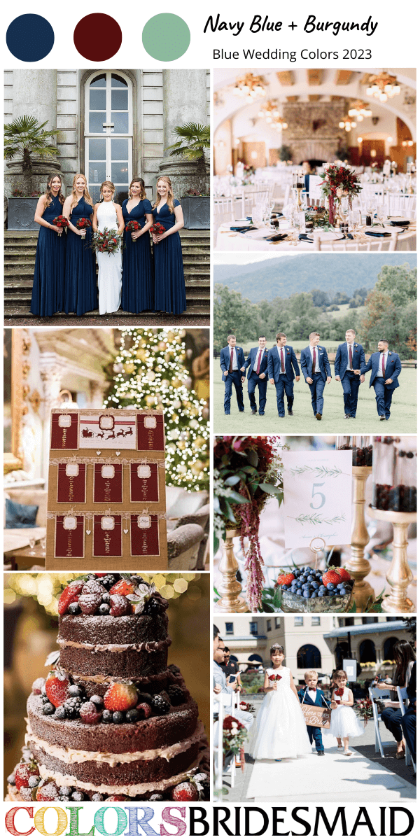 top 8 blue wedding color schemes for 2023 navy blue and burgundy