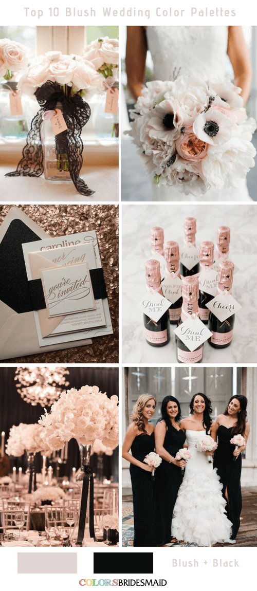 Top 10 palete de culori de nuntă blush - Blush și negru