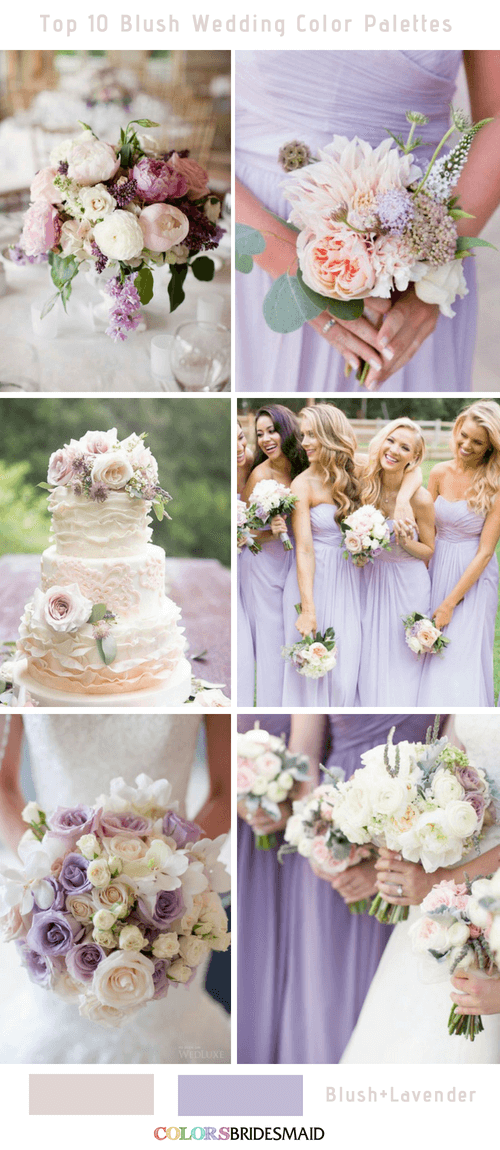Top 10 palete de culori de nuntă blush - Blush și lavandă