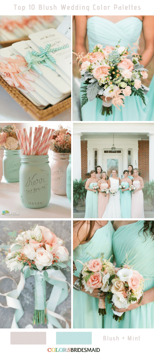 Top 10 Palettes de couleurs blush pour mariage - Blush et Menthe