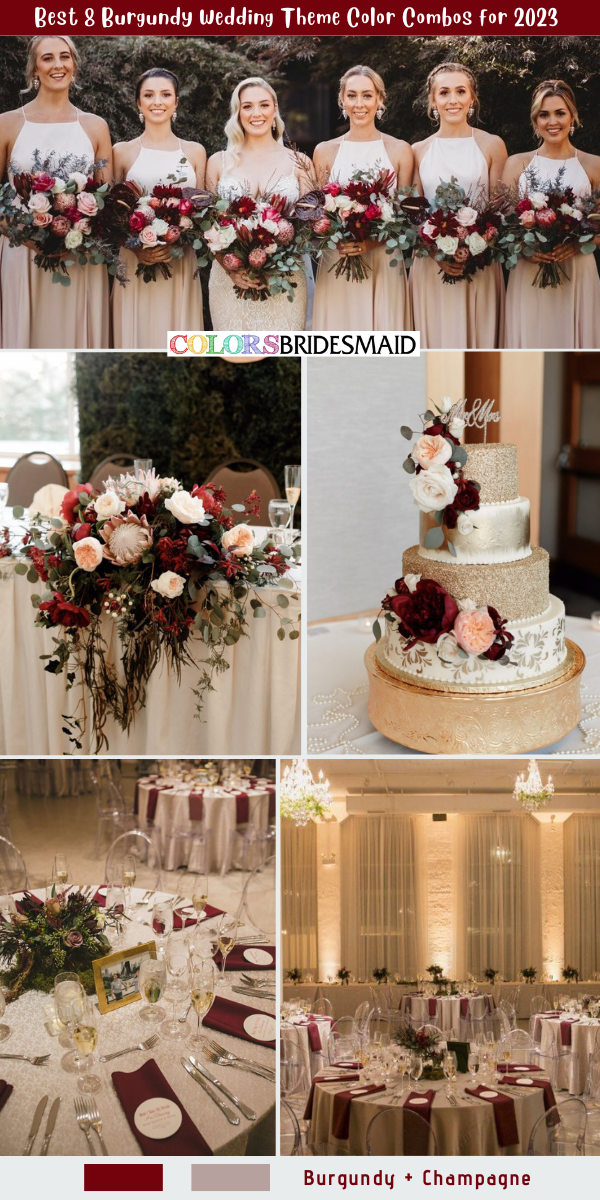 Best 8 Burgundy Wedding Theme Color Combos for 2023  - Burgundy + Champagne