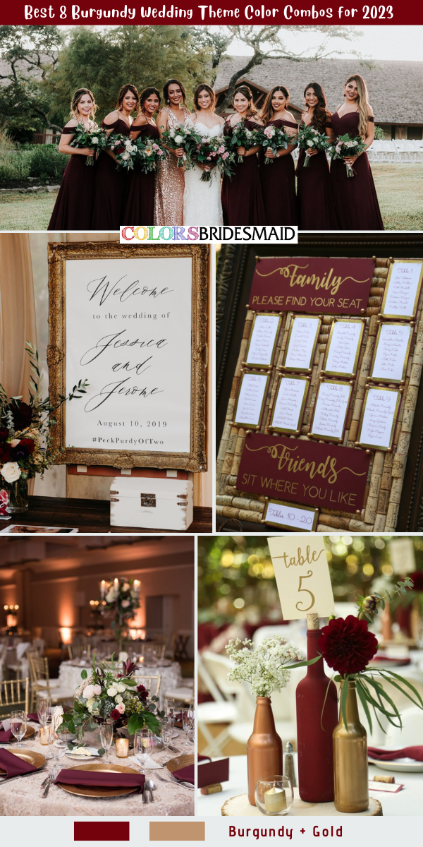 Best 8 Burgundy Wedding Theme Color Combos for 2023  - Burgundy + Gold