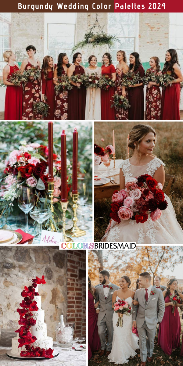 8 Selected Burgundy Wedding Color Combos for 2024 - Burgundy + Red + Pink