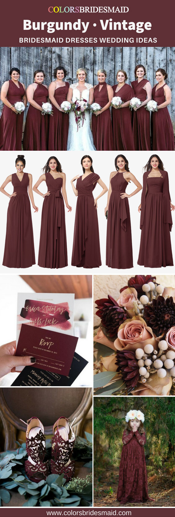 burgundy vintage bridesmaid dresses