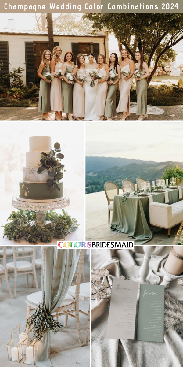 8 Elegant Champagne Wedding Color Combos for 2024 - Champagne + Sage Green