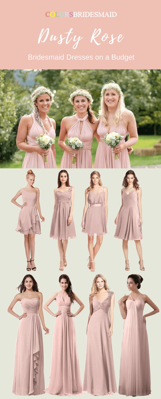 Cheap Dusty Rose Color Bridesmaid Dresses Online